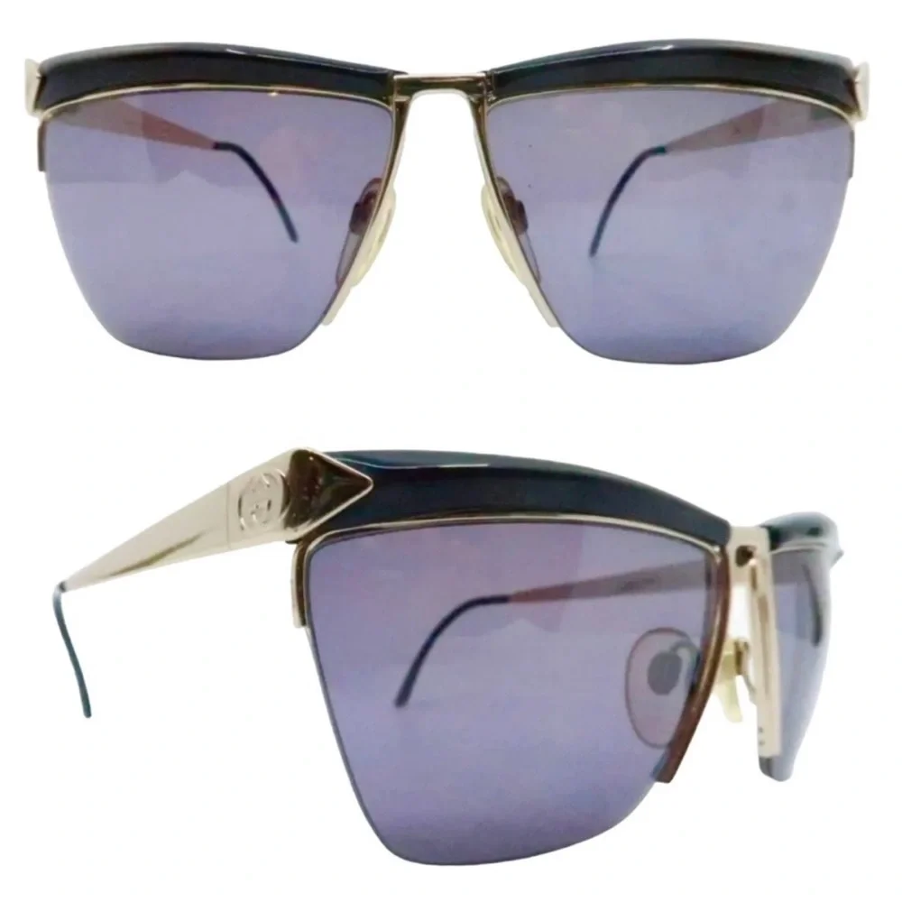 Vintage Gucci Black & Gold Angular Sunglasses, Model GG2311/S‎ 24G, Made Italy